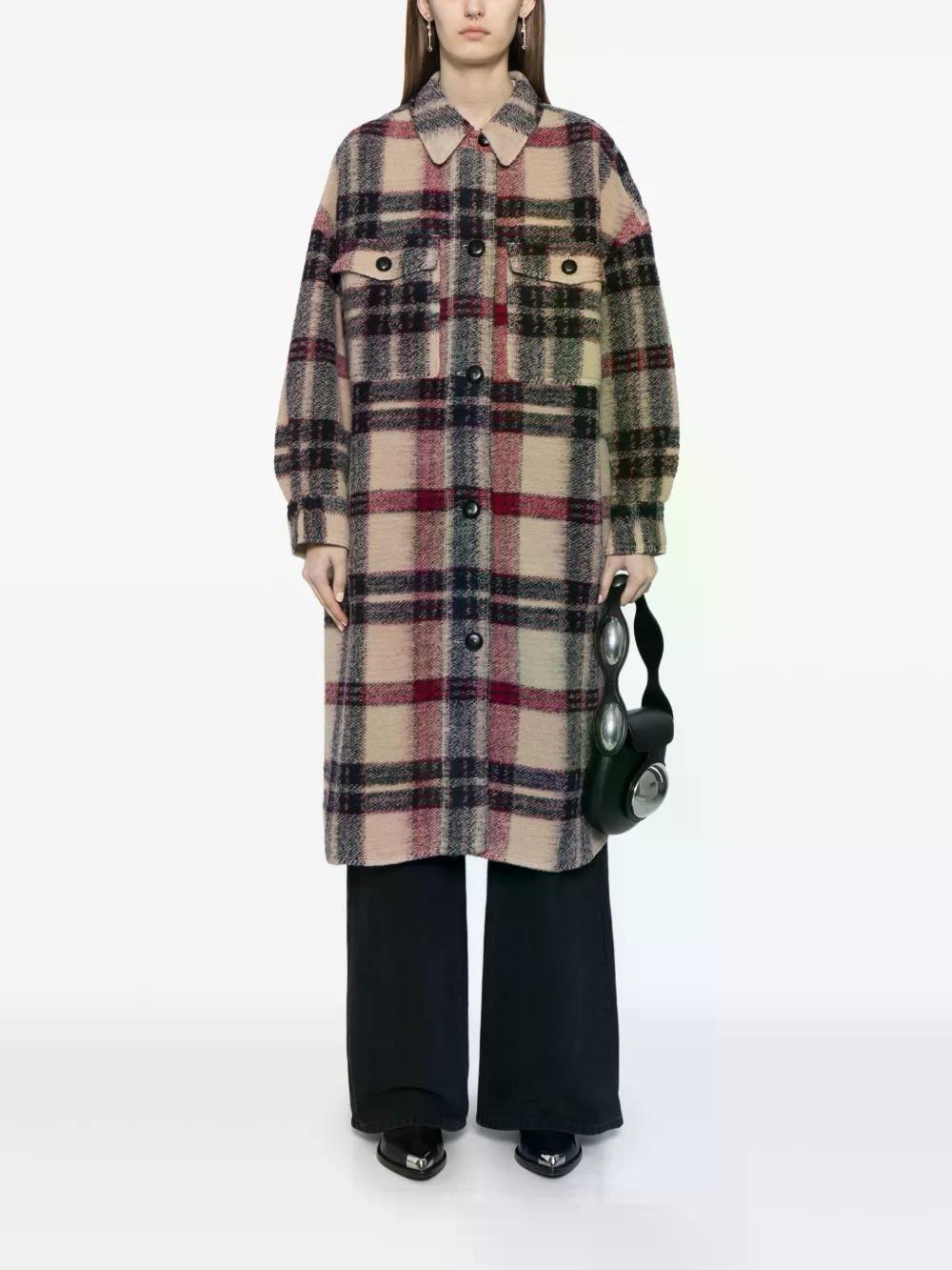 Marant Etoile Fontizi Plaid Wool Blend Oversized Shirt Coat Sz T0 / US 2